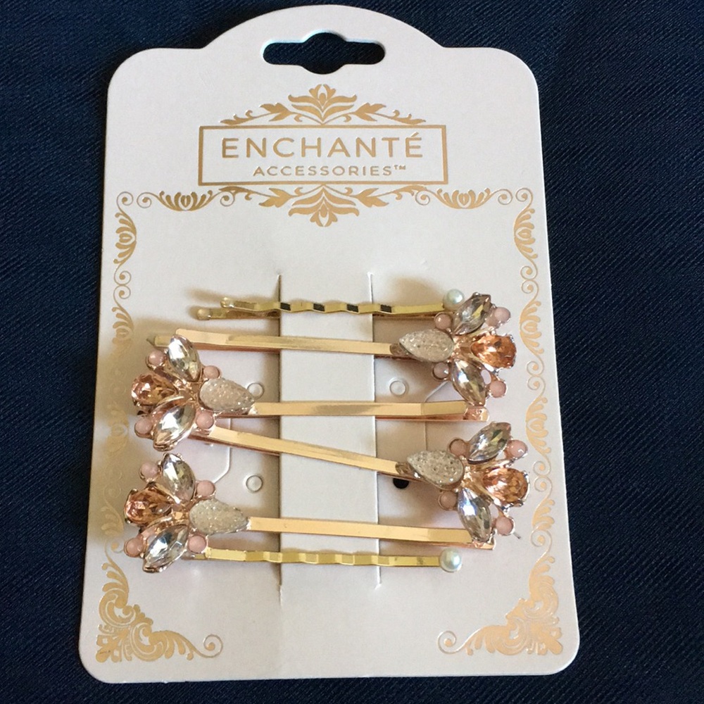 Rose Gold and Shades of Pink Rhinestones Hair Pin